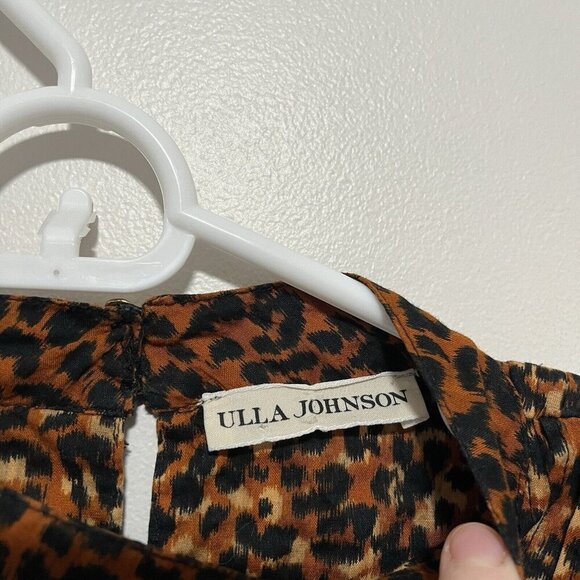 Ulla Johnson‎ Vesna Pintucked Leopard Print Puff Sleeve Cotton Blouse Size 4 - Picture 6 of 10